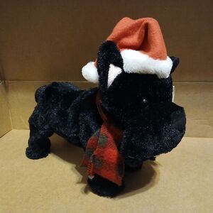 Gemmy Christmas Animated Black Dog Puppy Plush Dances Sings New With Tag